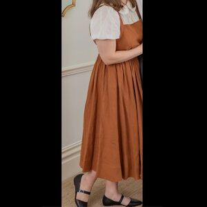TsiomikKids Women’s Caramel Linen Pinafore Dress XL